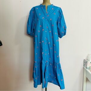 Blue Floral Midi Dress